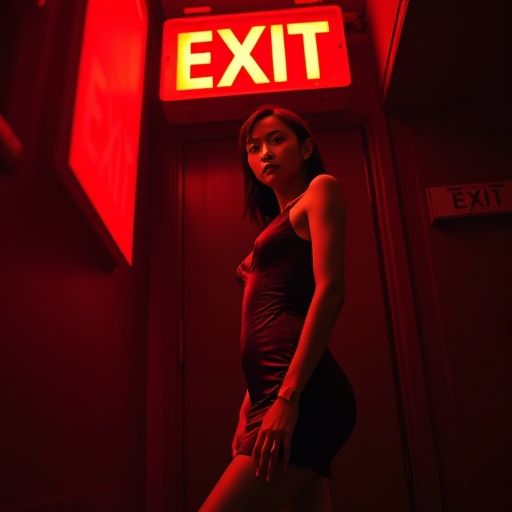 发光的安全出口指示牌