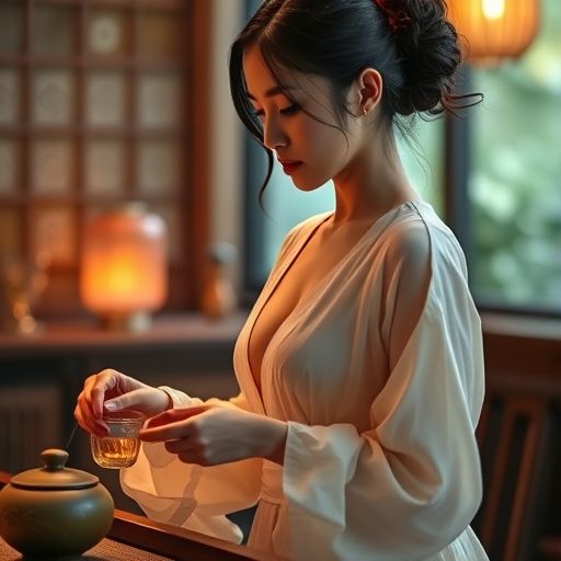 茶艺师专注泡茶的瞬间