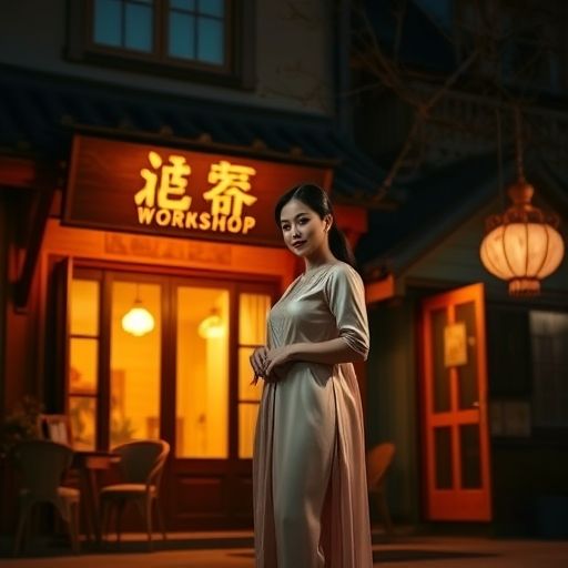 夜晚茶室外景