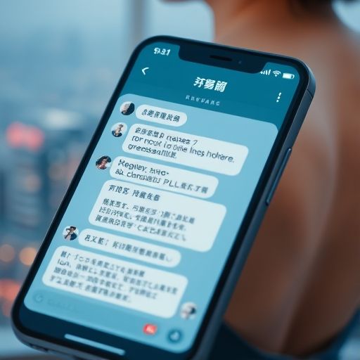 手机聊天与深圳城市背景