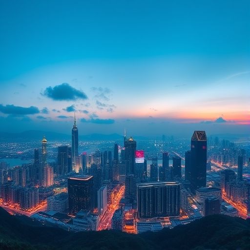 深圳天际线黄昏景象