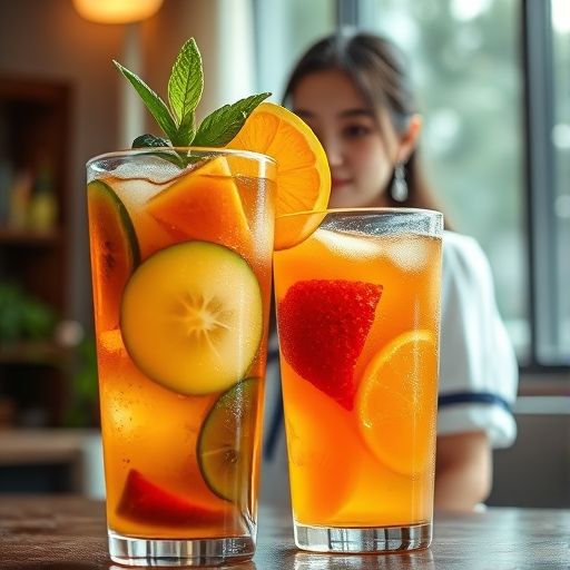 清爽的水果茶饮