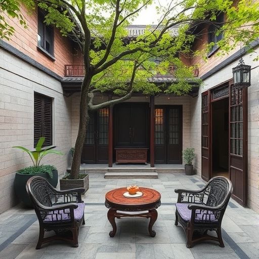 广州传统庭院中的品茶场景