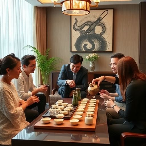 朋友聚会中的茶艺体验
