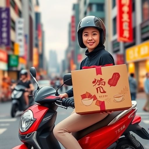 广州外卖员送茶场景