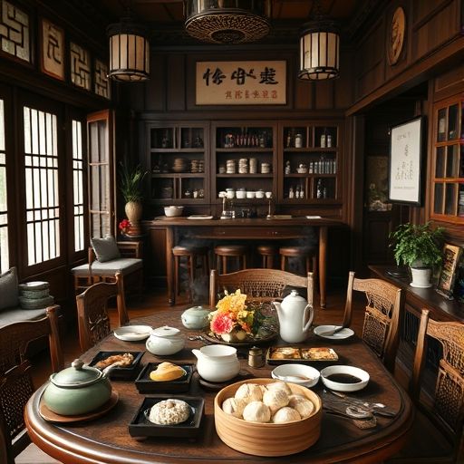 广州传统茶肆早茶场景