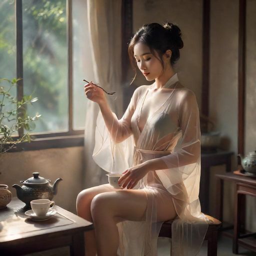 茶艺师优雅泡茶的瞬间