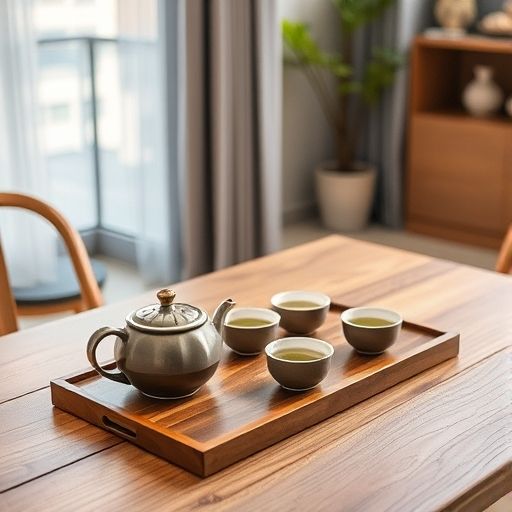 深圳公寓内的绿茶茶具