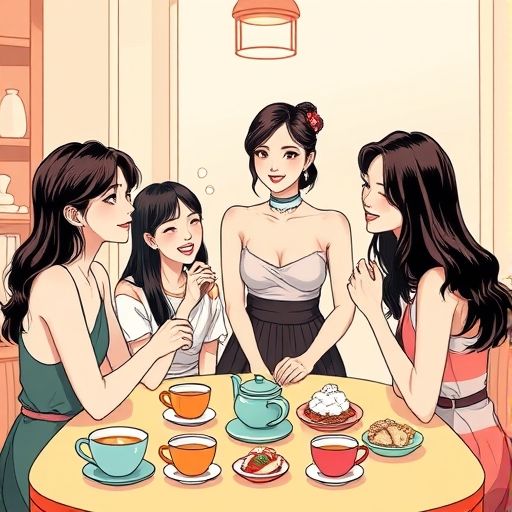 朋友围坐茶桌聊天