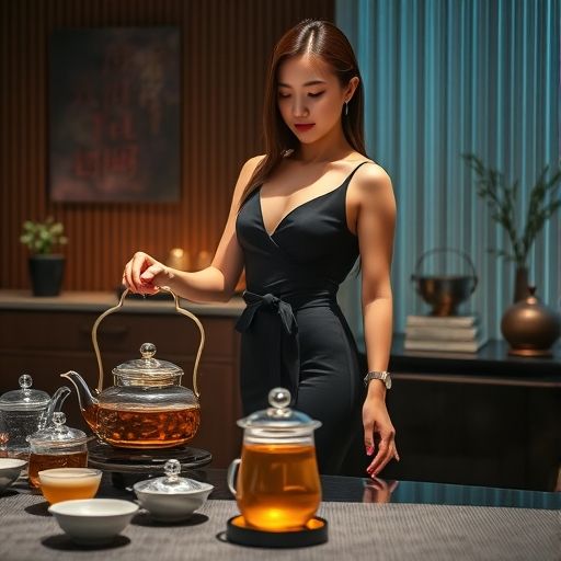 茶艺师冲泡茶叶场景