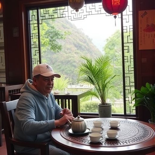 游客在罗湖茶肆品茶