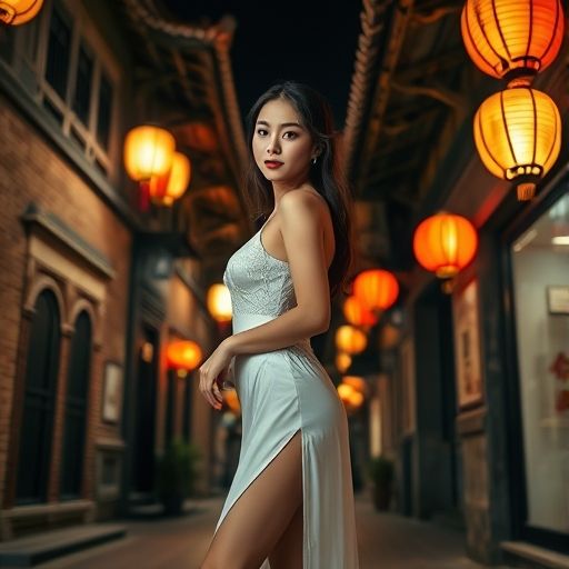 南京夜色朦胧的老街一角