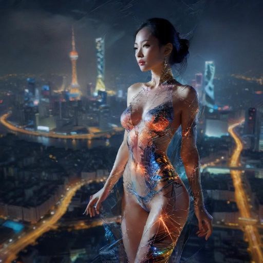 广州夜晚俯瞰城市灯火
