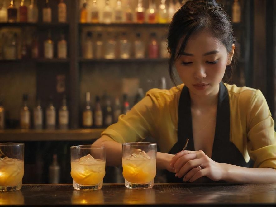 广州蒲吧特色酒吧，调酒师精心调制饮品