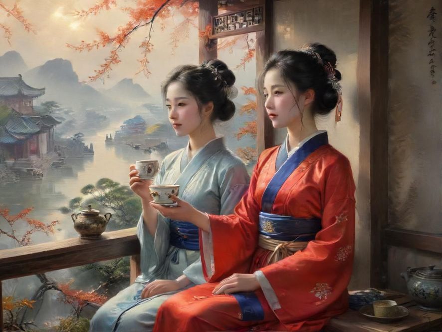 广州一家私密茶馆的内部景象，光线柔和，环境雅致，设有独立的私人包厢，营造出宁静而舒适的氛围。