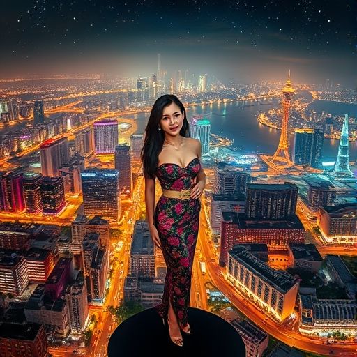 璀璨灯光下的广州城市夜景