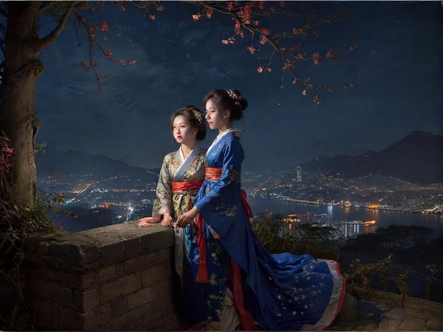 广州珠江新城璀璨夜景鸟瞰图，展现城市活力