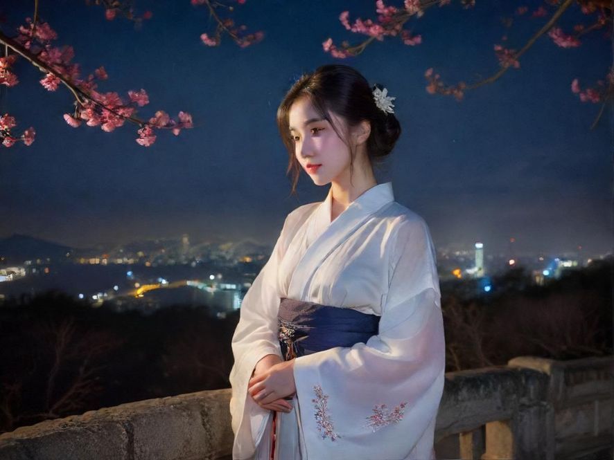 东莞夜色迷离霓虹闪烁的城市天际线