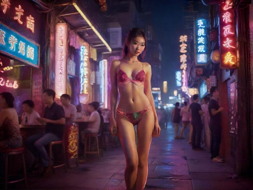 夜场会所霓虹灯光入口