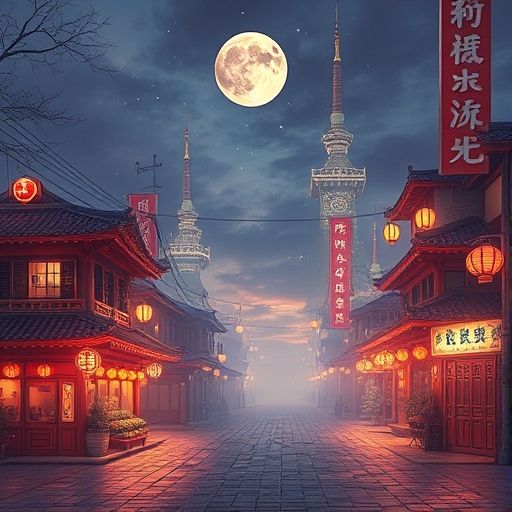 广州夜景街头繁华都市实景