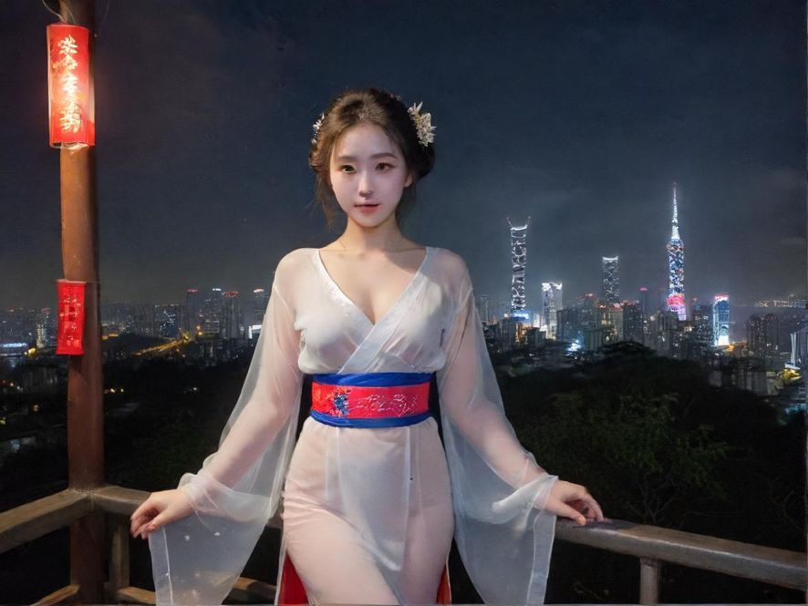 广州市中心璀璨的夜景，高楼林立，霓虹闪烁，展现都市的活力。