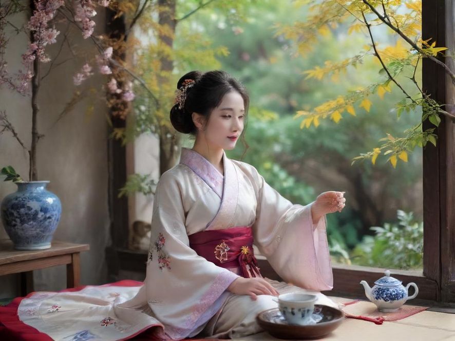 熟女约会场景温馨茶室写真