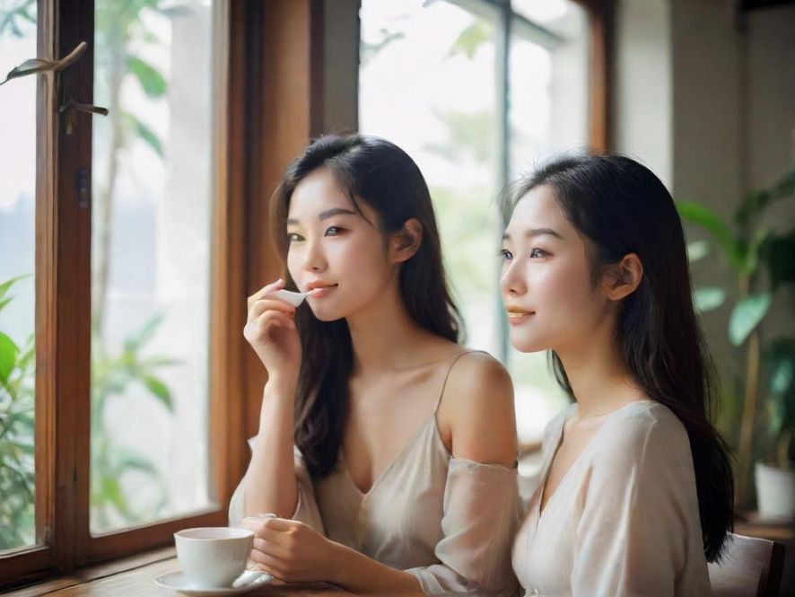 深圳喝茶美女唯美茶室场景