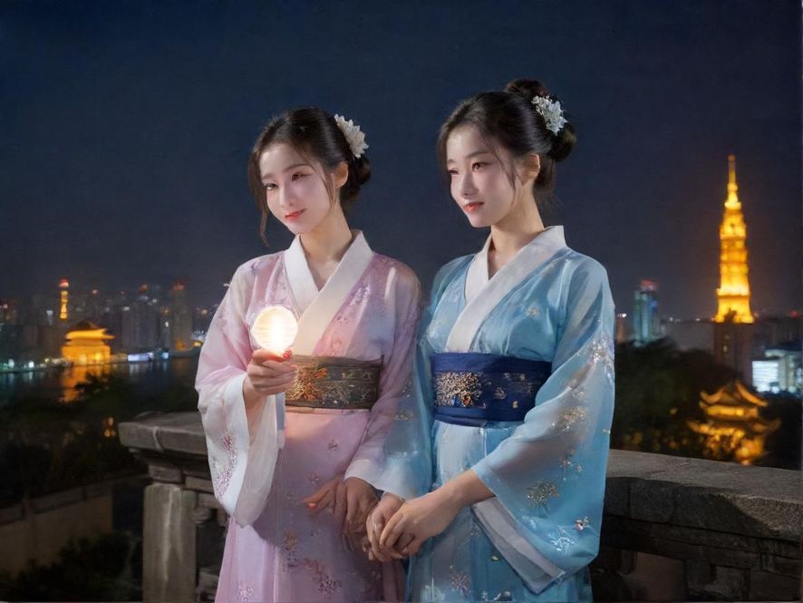 广州城市夜景，霓虹灯闪烁，展现都市的繁华与活力