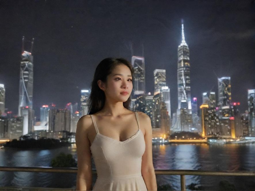 广州夜晚灯火璀璨的街景，充满活力