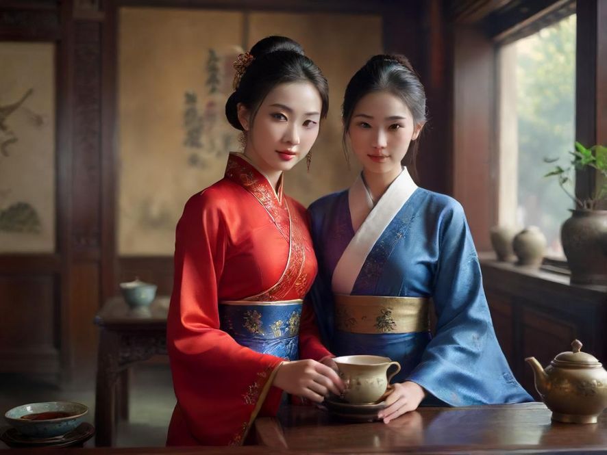 广州茶艺师优雅表演场景