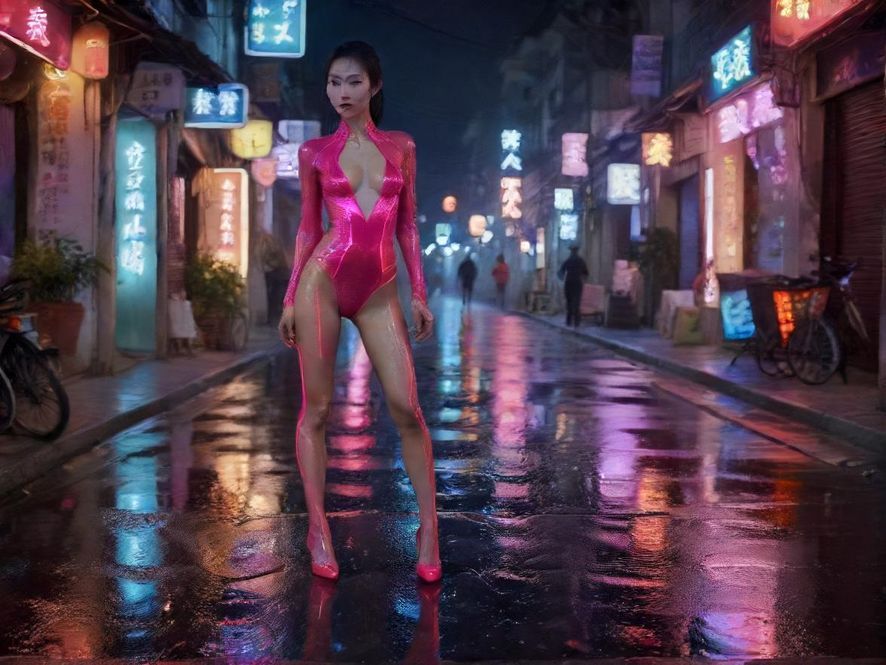 蓬安夜景街道，霓虹灯闪烁，展现城市活力四射的夜生活。