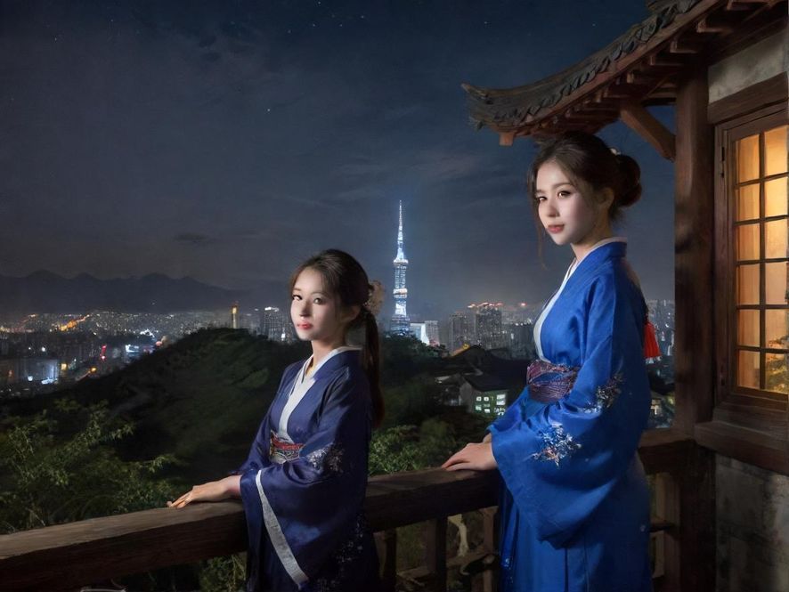 广州夜色下的住宅楼，窗户灯火点点