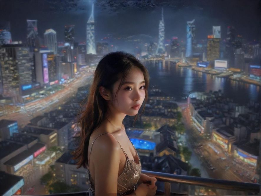 城市夜景下的娱乐活动场景