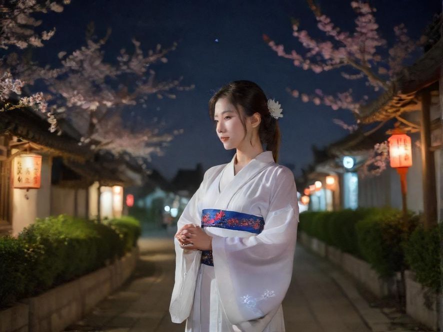 广州白云区夜景，灯火辉煌的街道和建筑