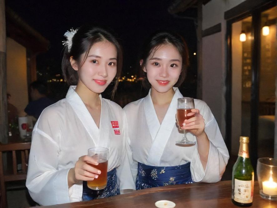 广州夜场佳丽在休闲酒吧中微笑自信，柔和的灯光营造出舒适氛围。