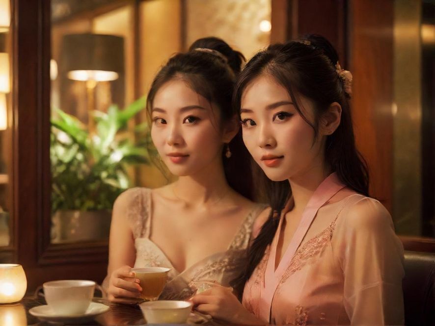 深圳一处典雅私密的茶室内部，暖色调灯光营造出温馨氛围。