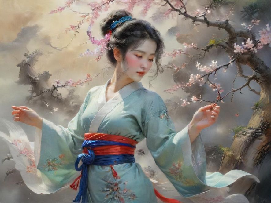 一位时尚女性在广州某隐秘艺术空间内欣赏作品