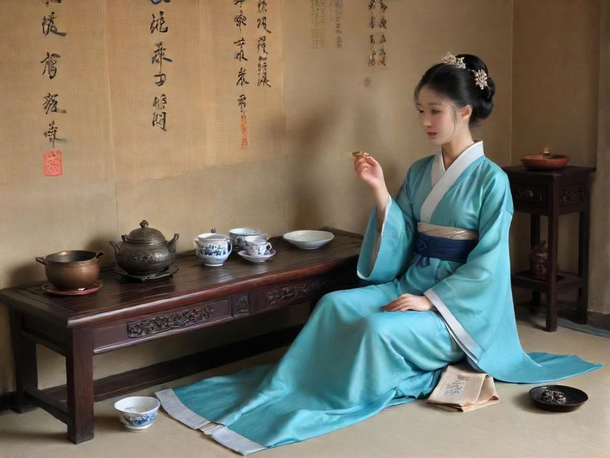 一位顾客在深圳QM空间中享受宁静的茶点时光