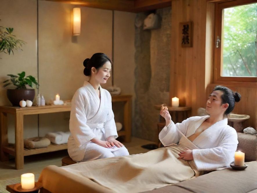 专业技师正在为顾客进行背部按摩，细节处展现手法娴熟，营造出宁静放松的氛围