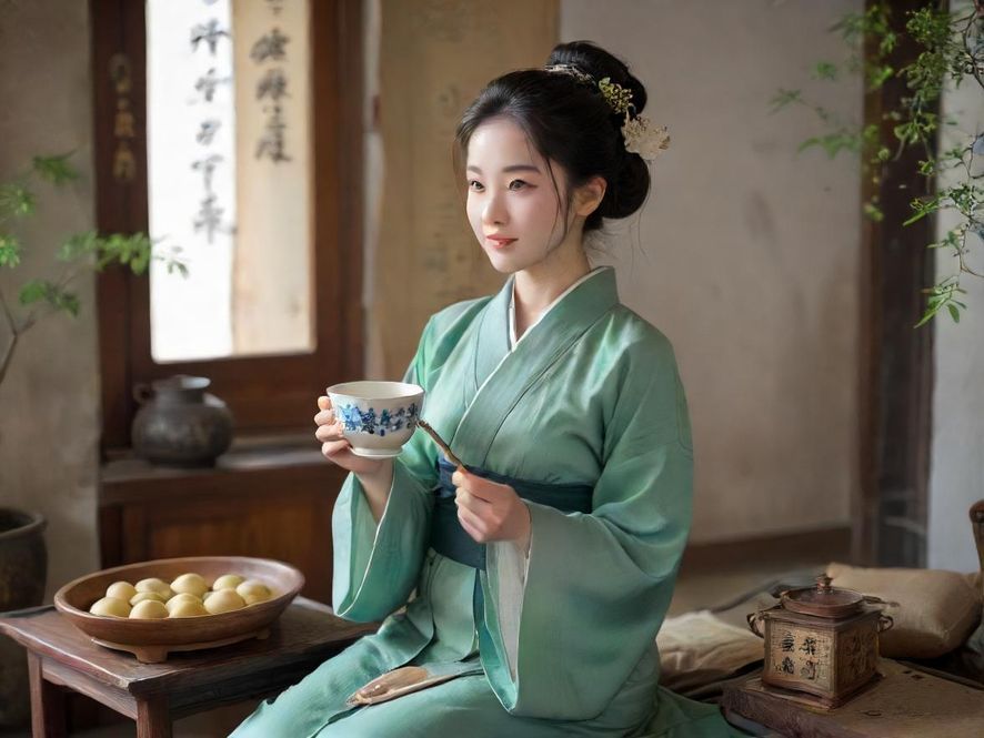 一位专业的广州茶艺师，在温馨的茶室中精心冲泡茶水，展现优雅的茶道艺术。