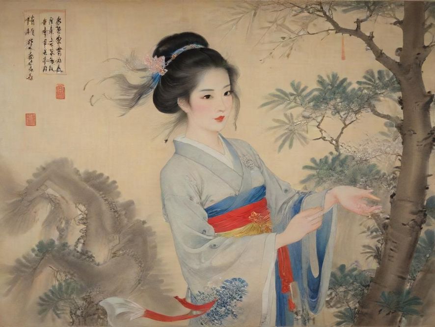 一幅艺术插画，描绘一位女士在静谧私密空间中放松享受，俯视视角展现其惬意状态。