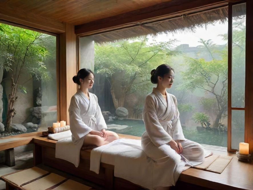 一位顾客在私密理疗室中享受香薰SPA服务,画面以近景特写呈现,温暖的灯光营造出宁静舒适的氛围。